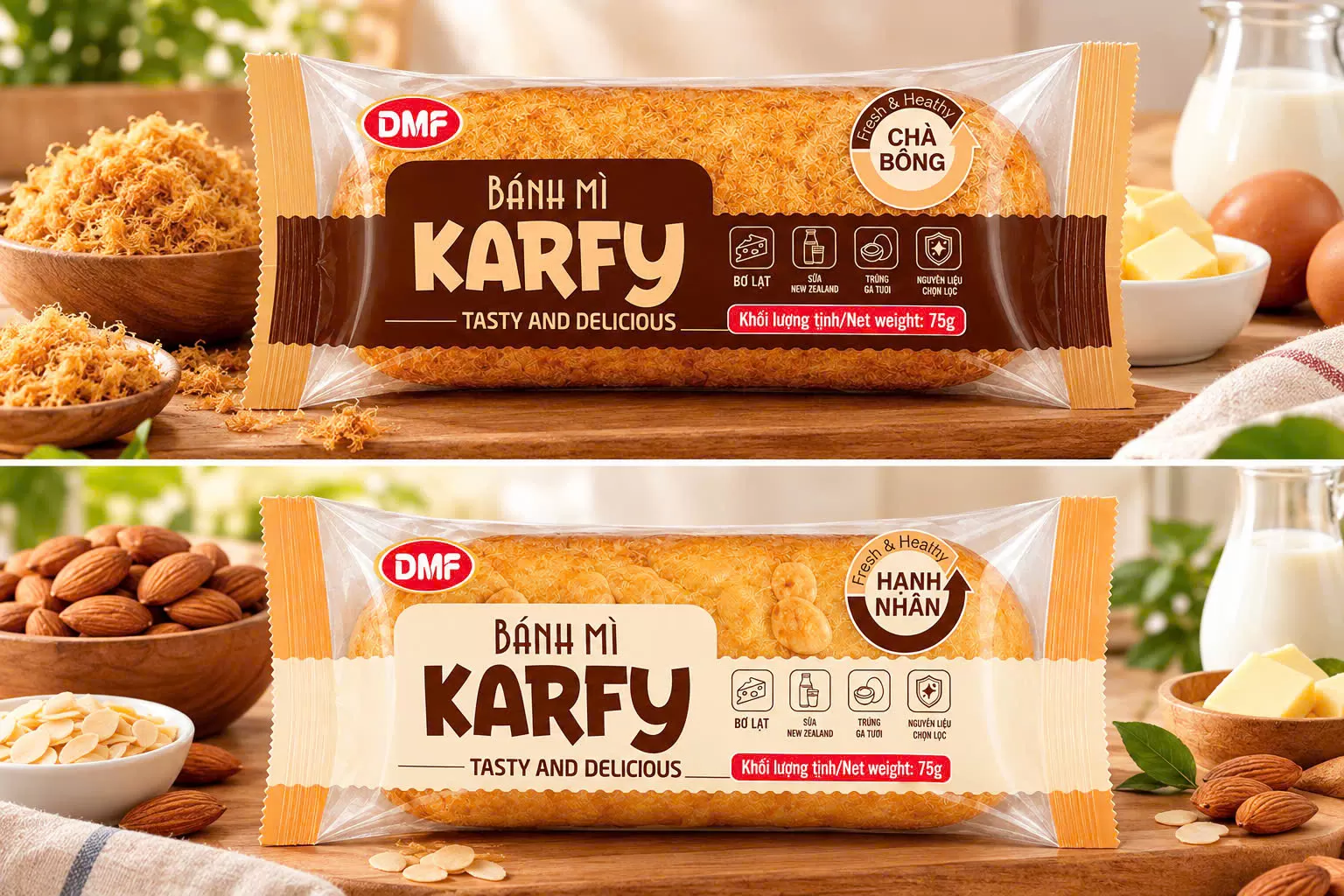 Bánh mì Karfy Hạnh nhân / chà bông